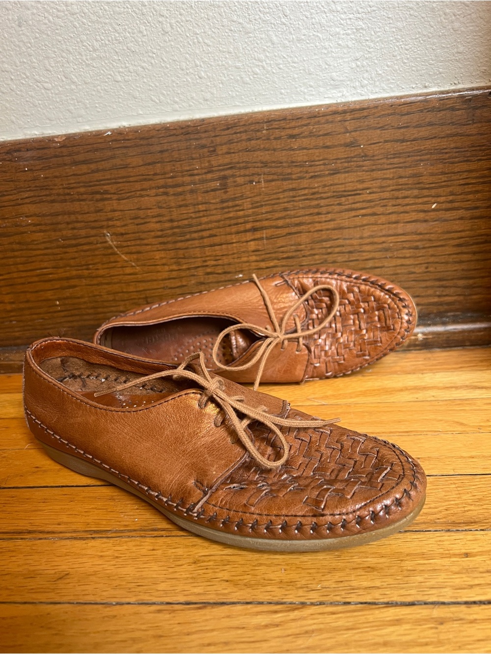 Dexter Tan Woven Leather Slip-On Loafers